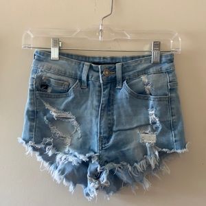 High waisted jean shorts